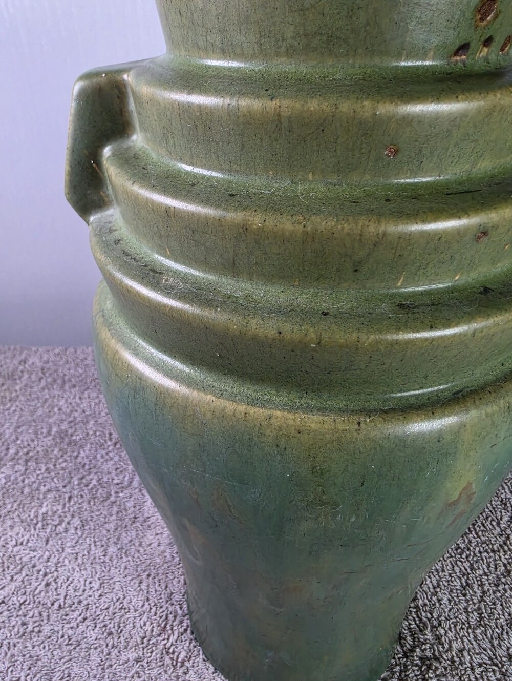Green McCoy Art Pottery Brutalist Vase - Sculptural Ceramic Vase - Picture 4 of 14